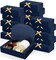 16-Pack Blue Kraft Gift Boxes with Lids (10.6 × 7.8 × 3.1 in) – Bridesmaid Proposal & Party Favor Boxes with Gold Ribbon and Adhesive Dots for Weddings, Birthdays & Cupcakes